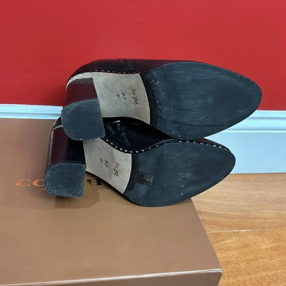 Coach Justina Black Ankle Boots Women's Beaded Chain Accents size 6.5‎ - Picture 7 of 13